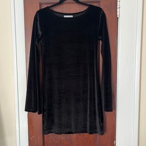Urban outfitters long sleeve black velvet mini dress